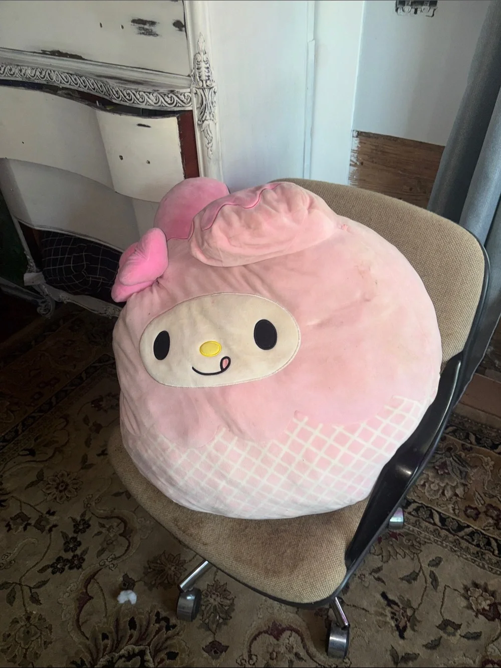 Pink Plush Character Throw Pillow - Sanrio Style